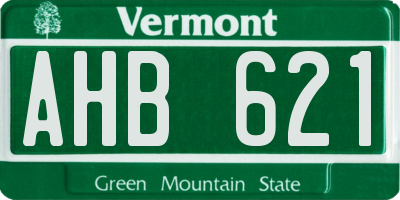 VT license plate AHB621