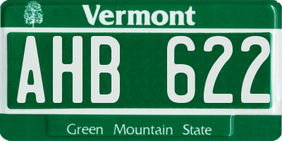 VT license plate AHB622