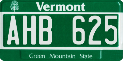 VT license plate AHB625