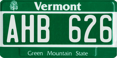 VT license plate AHB626