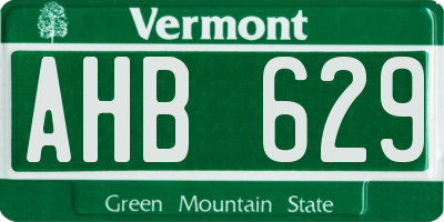 VT license plate AHB629