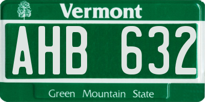 VT license plate AHB632