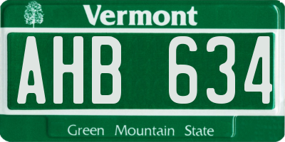VT license plate AHB634
