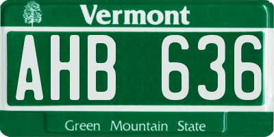 VT license plate AHB636