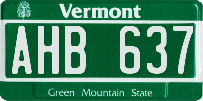 VT license plate AHB637