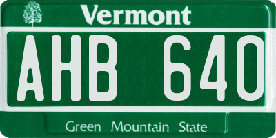 VT license plate AHB640