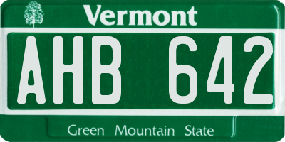 VT license plate AHB642