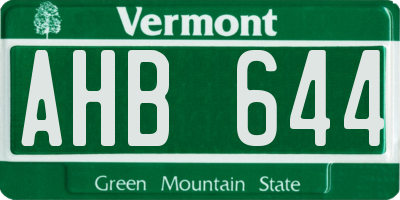 VT license plate AHB644