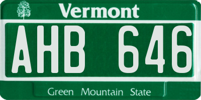 VT license plate AHB646