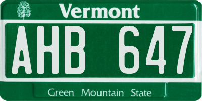 VT license plate AHB647