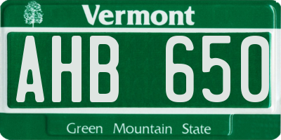 VT license plate AHB650