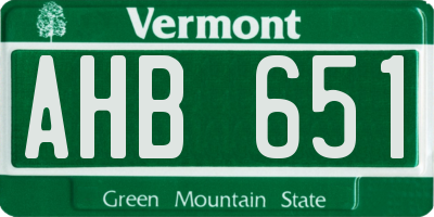 VT license plate AHB651