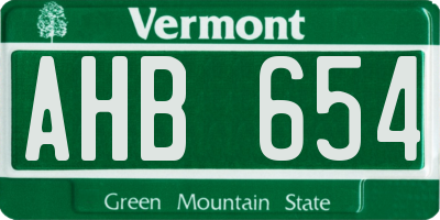 VT license plate AHB654