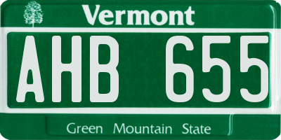 VT license plate AHB655