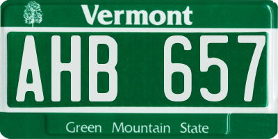 VT license plate AHB657