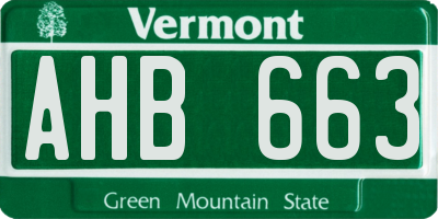 VT license plate AHB663
