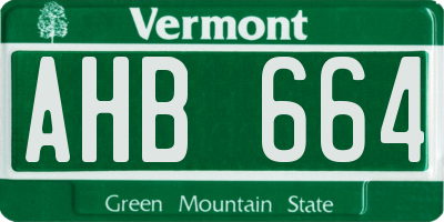 VT license plate AHB664