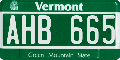 VT license plate AHB665