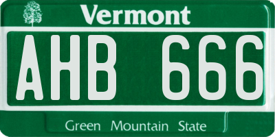 VT license plate AHB666
