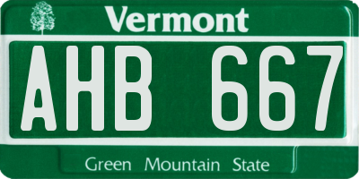 VT license plate AHB667