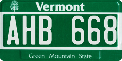 VT license plate AHB668