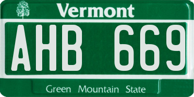 VT license plate AHB669
