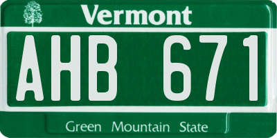 VT license plate AHB671