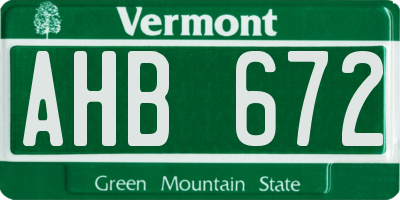 VT license plate AHB672