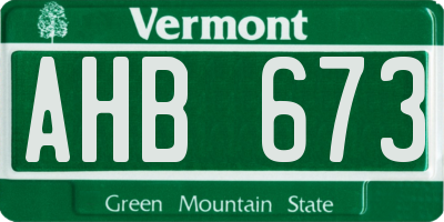 VT license plate AHB673