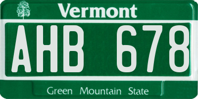 VT license plate AHB678