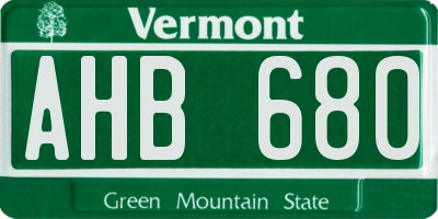 VT license plate AHB680