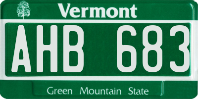 VT license plate AHB683