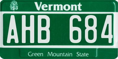VT license plate AHB684