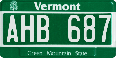 VT license plate AHB687