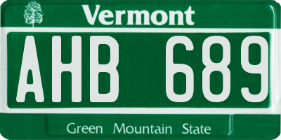 VT license plate AHB689