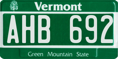 VT license plate AHB692