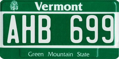 VT license plate AHB699