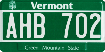 VT license plate AHB702