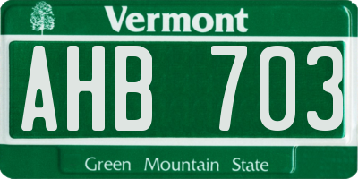 VT license plate AHB703