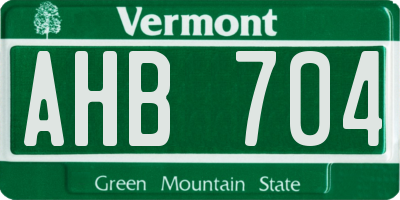 VT license plate AHB704