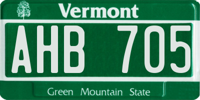 VT license plate AHB705