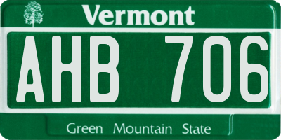 VT license plate AHB706