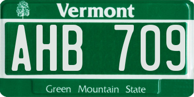 VT license plate AHB709