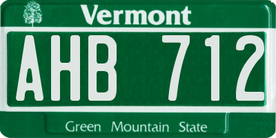 VT license plate AHB712