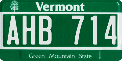 VT license plate AHB714