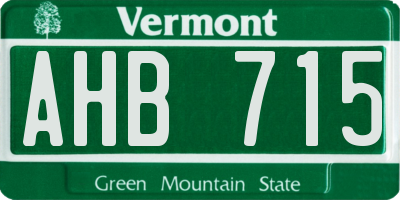 VT license plate AHB715