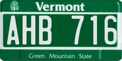 VT license plate AHB716