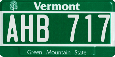 VT license plate AHB717