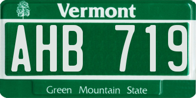 VT license plate AHB719