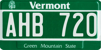 VT license plate AHB720